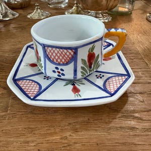 美品 フランス カンペール焼きQuimper 陶器 エッグカップ エルミーヌ