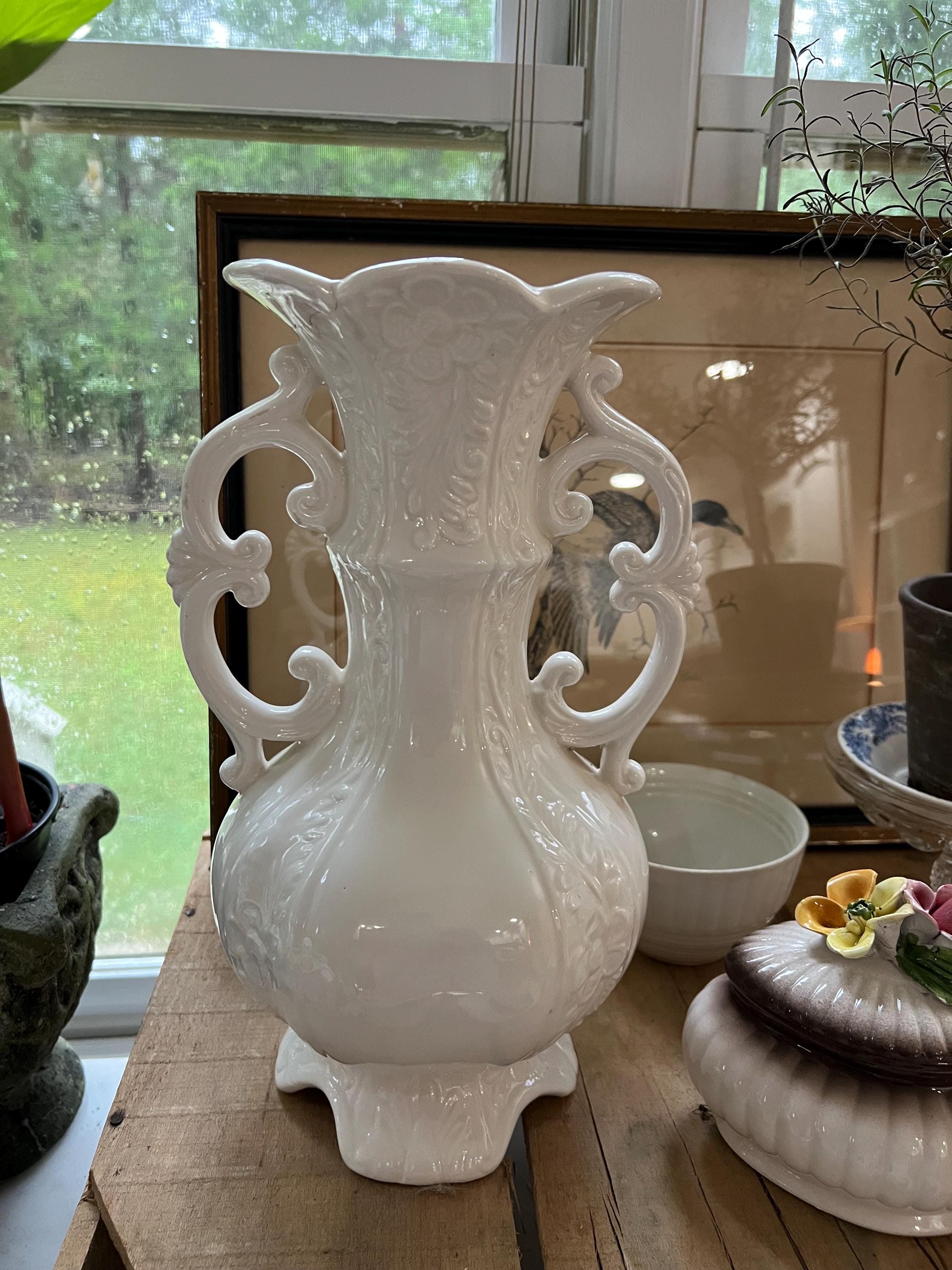 Italian Capodimonte Vintage White 13” Vase - Etsy
