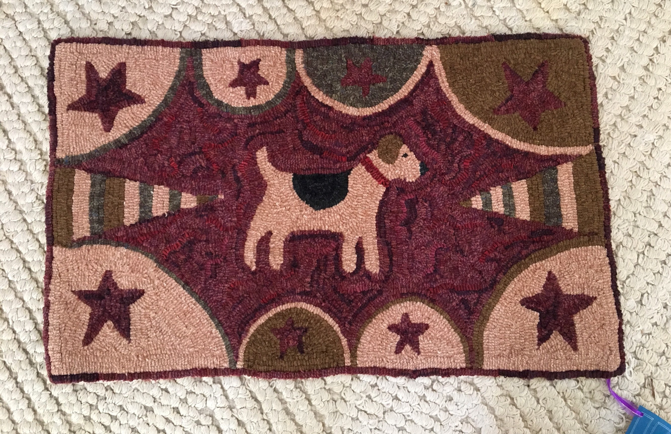 Primitive Folk Art Hand Hooked Rug 