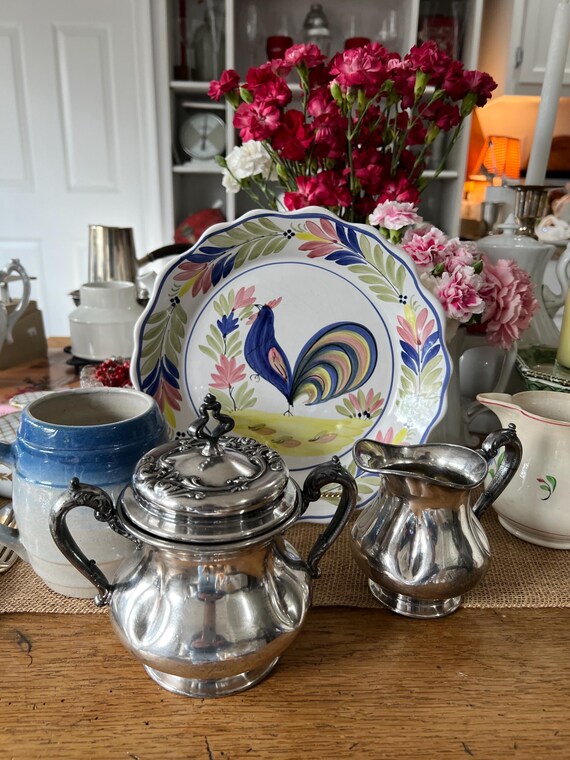 Silverplate Cream and Sugar. Antique Victor Silver Company 2697