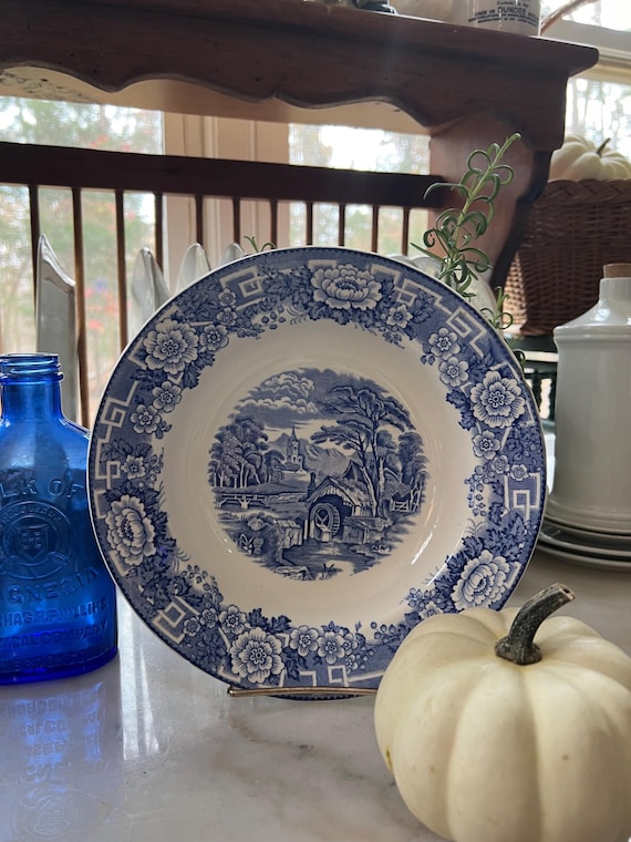 Vintage Blue and White Old English Bowl by Barrett