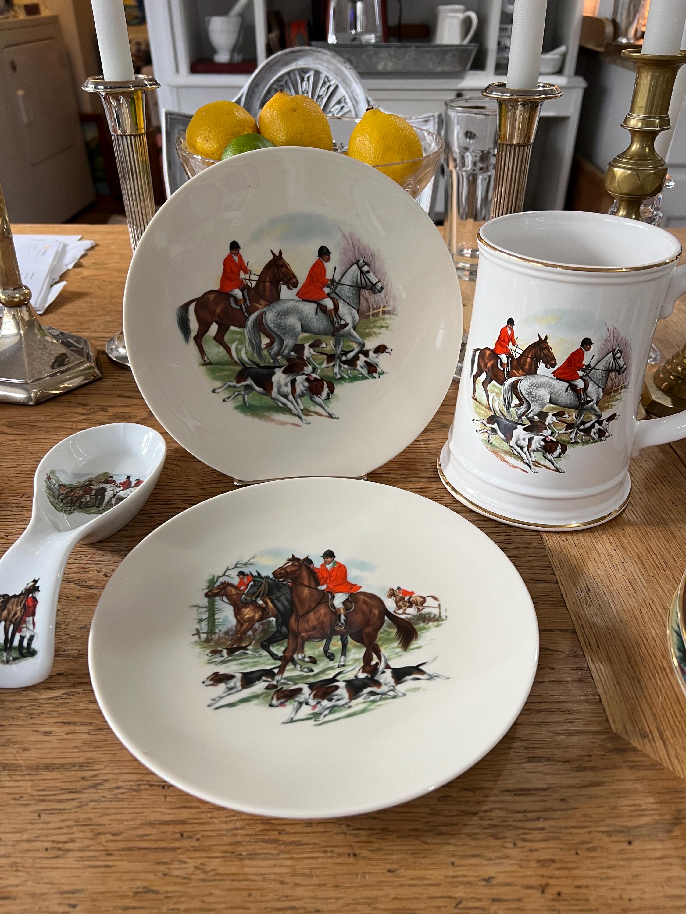 Fox Hunting Set of 2 Porcelain Plates - Etsy Norway