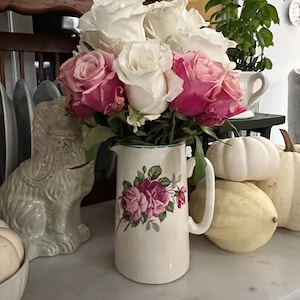 White Vintage Lord Nelson Ware English Pitcher with Rose design
