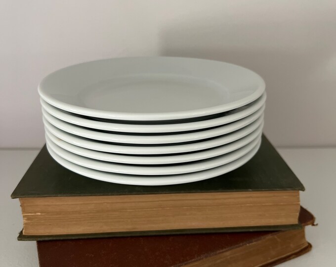 Set of 7 French White Appetizer Plates. Measure 6.25. Yves Deshoulieres