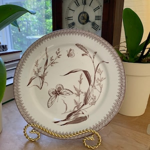 Antique Brown and White Transferware Ironstone.  T&R Boot.  Summer Time.  England.  Measures 9.35”.