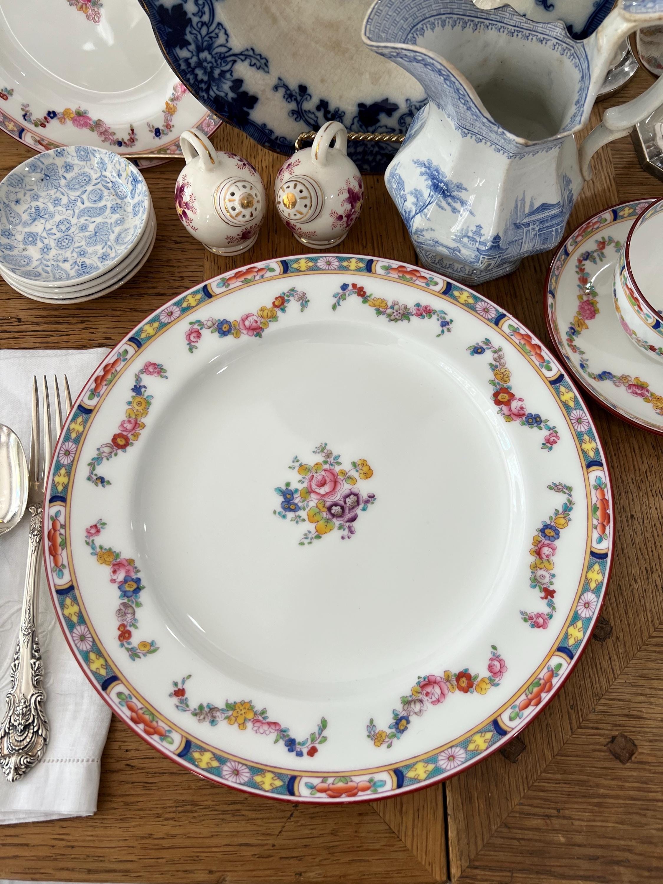 Vintage Mintons Royal China Dinner Plates, Floral Garland, Set of