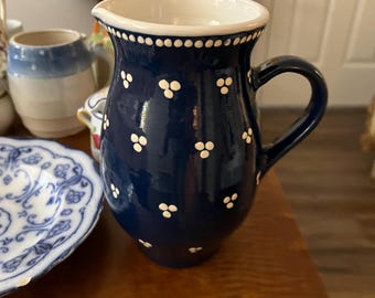 青い装飾の陶器ピッチャー 青と白の陶器製ピッチャー - Etsy 日本