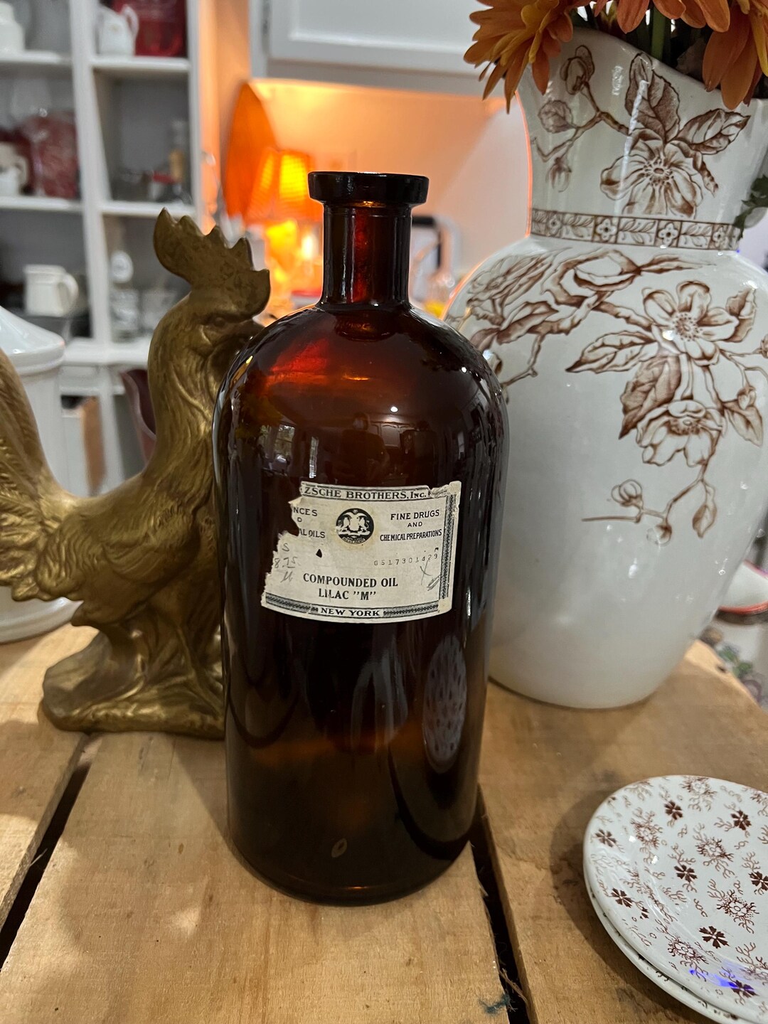 Brown Vintage Glass Pharmaceutical Bottle Etsy