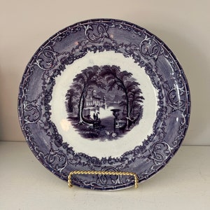 Gorgeous and Rare PW & Co Mulberry Transferware Plate.  Measures 8.75”.