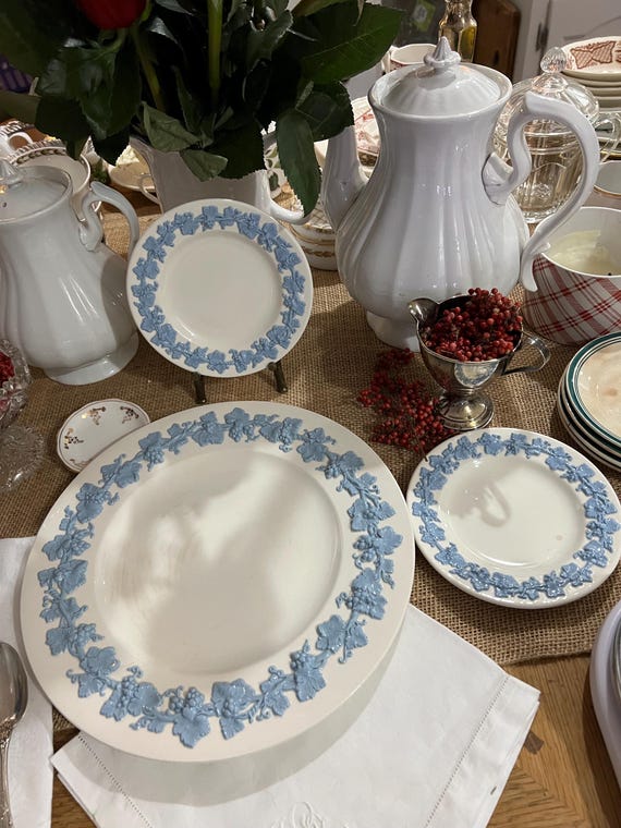 Blue Embossed Wedgwood Queens Ware Lot of 3 Plates - Etsy