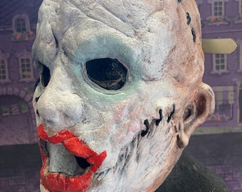 Stitches Leatherface Ed Gein Pretty Lady half latex mask with buckle strap