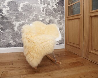 SHEEPSKIN YELLOW Throw Genuine leather wool carpet  Decorative rug gold comfy, cozy, hair is very thick, shiny !