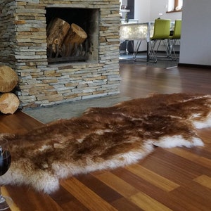 GIANT SHEEPSKIN Double X  Mouflon Throw Genuine leather Sheep Skin 79" x 30" Decorative rug Natural comfy,cozy, hair is very thick, shiny !