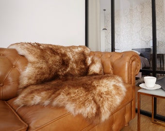 Original Giant X  Brown Mouflon Dyed Genuine Natural Sheepskin Rugs Exclusive Rug Throw Rugs Carpet   Rugs Sha