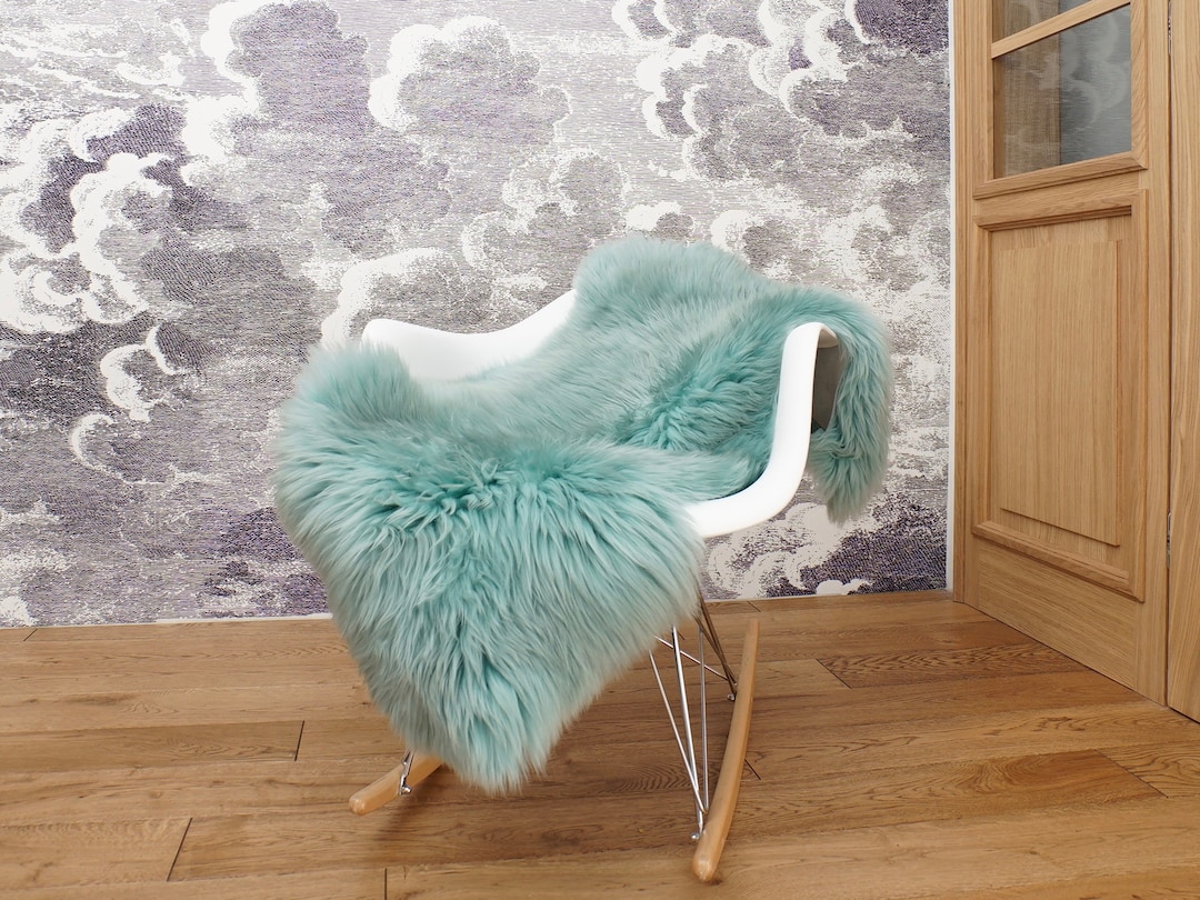 Original, Natural GIANT Rug X 50 X 30 Aqua Genuine Natural Sheepskin