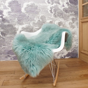 Original, Natural GIANT Rug X  50&quot; x 30&quot; Aqua Genuine Natural Sheepskin Rugs Exclusive Rug Throw Rugs Carpet Outdoor Rugs Cheap Rugs Shag