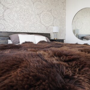 GIANT RUG Eight SHEEPSKIN Brown Throw Genuine Leather Sheep Skin Decorative rug - Brown comfy, cozy, natural very thick!