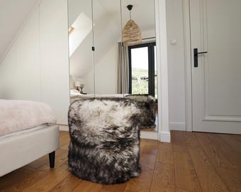 Elegant Luxurious Real Sheepskin Ottoman Pouf Pouffe bench chair Scandinavian Style Ottoman Natural genuine Sheepskin footstool