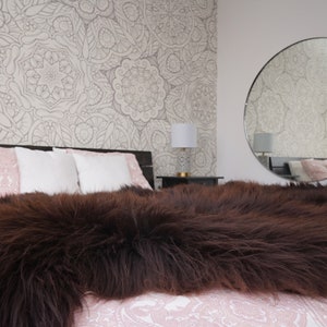 GIANT RUG Four SHEEPSKIN Brown Throw Genuine Leather Sheep Skin Decorative rug - Brown comfy, cozy, natural very thick!
