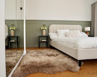 Large SHEEPSKIN Triple Rug Beige | Real Wool | Soft & Cozy Natural  Throw Genuine leather 64" x 46" Decorative rug Natural very thick