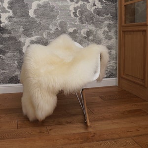 Original, Natural GIANT X  White Genuine Natural Sheepskin Shag Rug Exclusive rug draped on chair bench cheap fur rug good gift