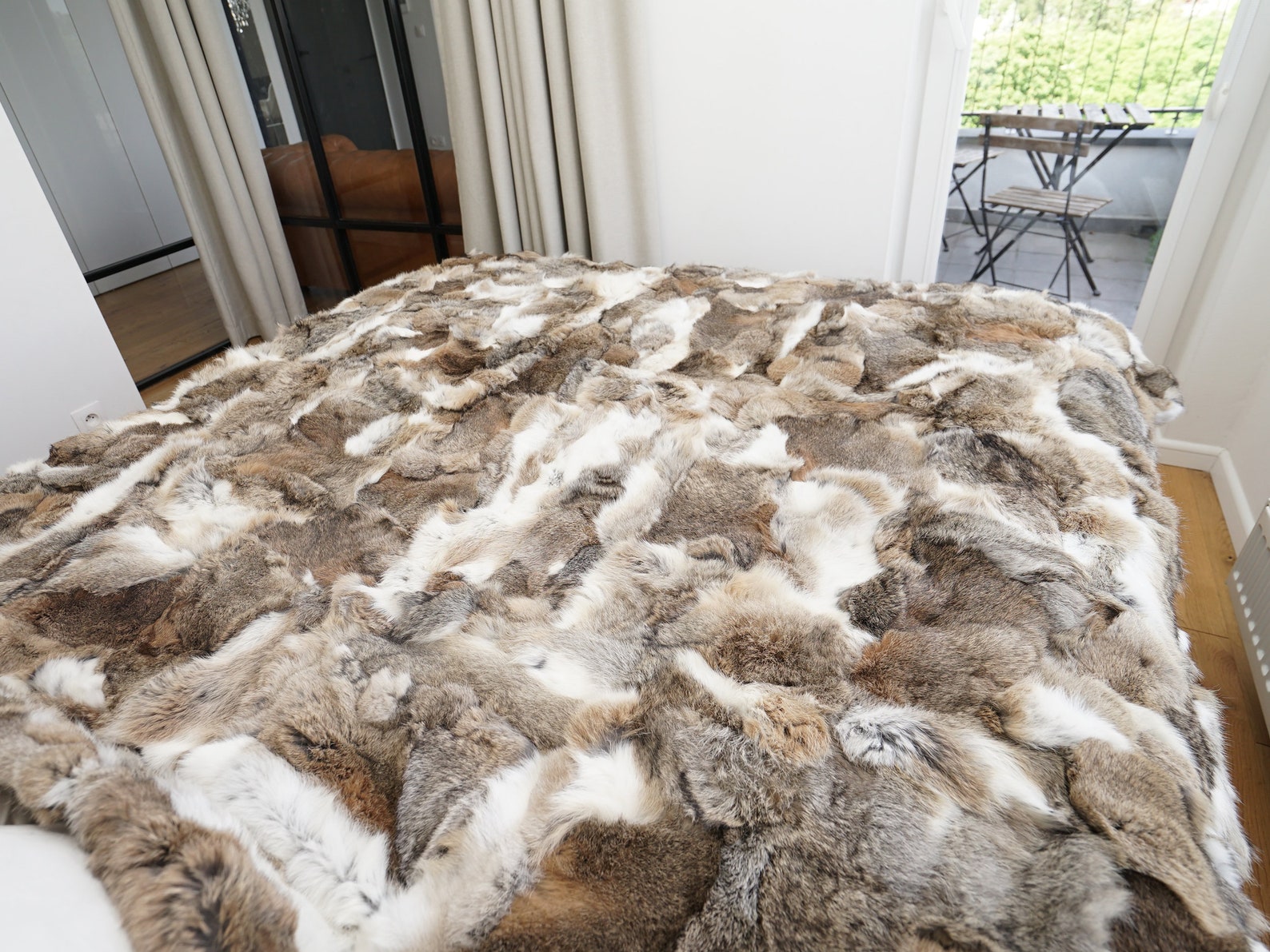 Genuine Rabbit fur rug Throw Blanket Rug Bed Spread Sofa Etsy