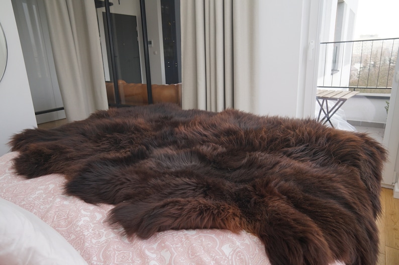 GIANT RUG Four SHEEPSKIN Brown Throw Genuine Leather Sheep Etsy
