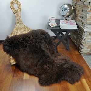 SHEEPSKIN Brown   Throw Genuine leather Sheep Skin  Decorative Rug Brown, Carpet, Gray Rugs, Cheap Rugs,  Chair Throw, Shag Throw