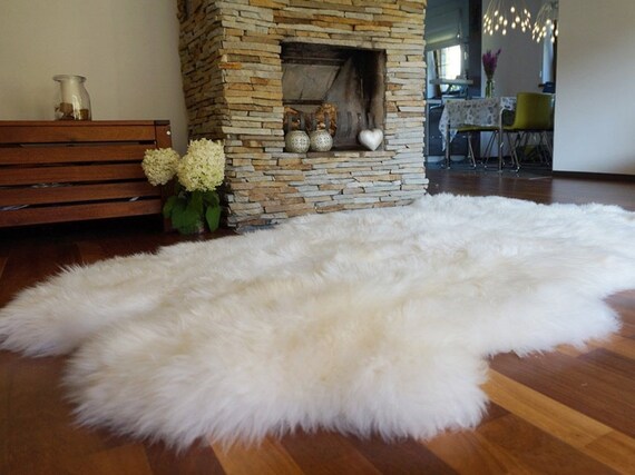 GIANT RUG Four SHEEPSKIN White Throw 