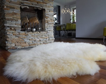 Original, Natural GIANT Rug X  50" x 30" White Genuine Natural Sheepskin Rugs Exclusive Rug Throw Rugs Carpet Outdoor Rugs Cheap Rugs Shag