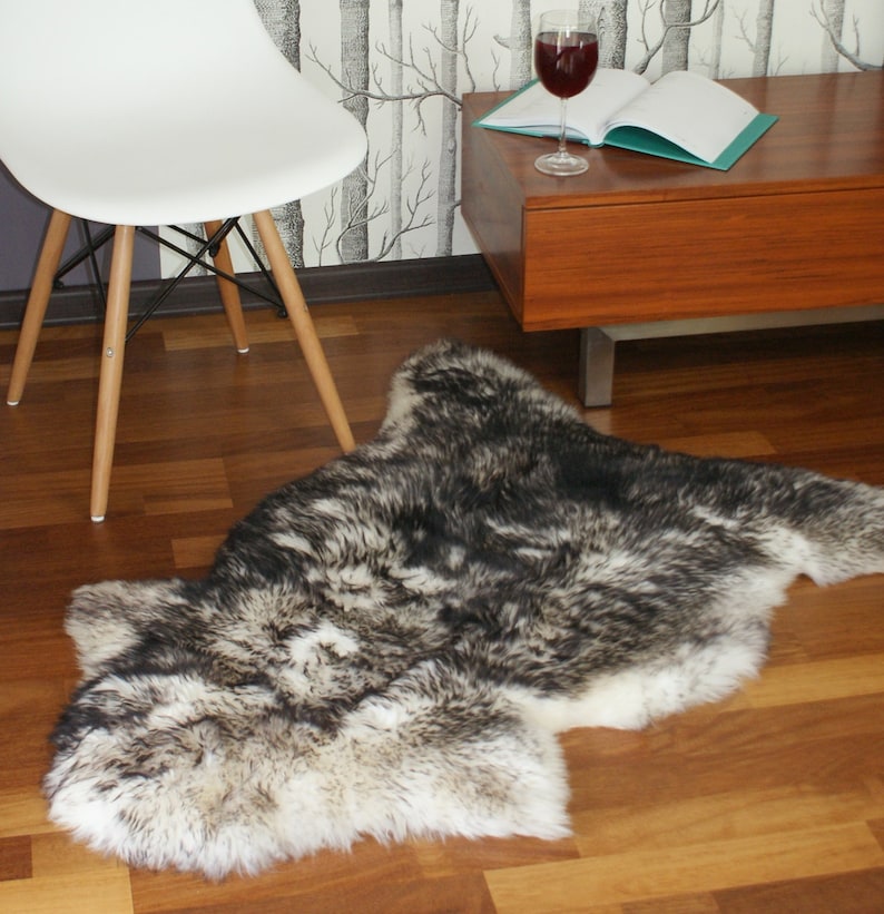 BIG SHEEPSKIN Mouflon Black RUG Throw Genuine Leather Sheep Etsy
