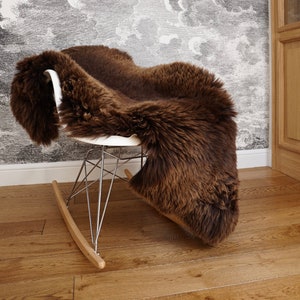 SHEEPSKIN Brown X  Throw Genuine leather Sheep Skin Decorative rug brown comfy, cozy, hair is very thick, shiny !