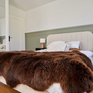 GIANT RUG Four SHEEPSKIN Brown Throw Genuine Leather Sheep Skin Decorative rug - Brown comfy, cozy, natural very thick!