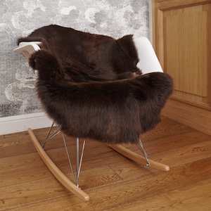 SHEEPSKIN Brown  Throw Genuine leather Sheep Skin Decorative rug brown comfy, cozy, hair is very thick, shiny !