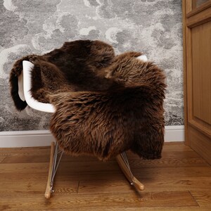 SHEEPSKIN Brown X  Throw Genuine leather Sheep Skin Decorative rug brown comfy, cozy, hair is very thick, shiny !