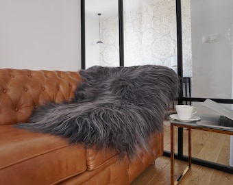 SHEEPSKIN Icelandic Grey X  Grey Rug Genuine Natural Sheepskin Rug Gray Rugs Carpet Outdoor Rugs Cheap Rugs Shag Grey Gray Rug Thro