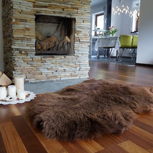 SHEEPSKIN Brown   Throw Genuine leather Sheep Skin  Decorative rug brown comfy, cozy, hair is very thick, shiny, 48&quot;/ 30&quot;