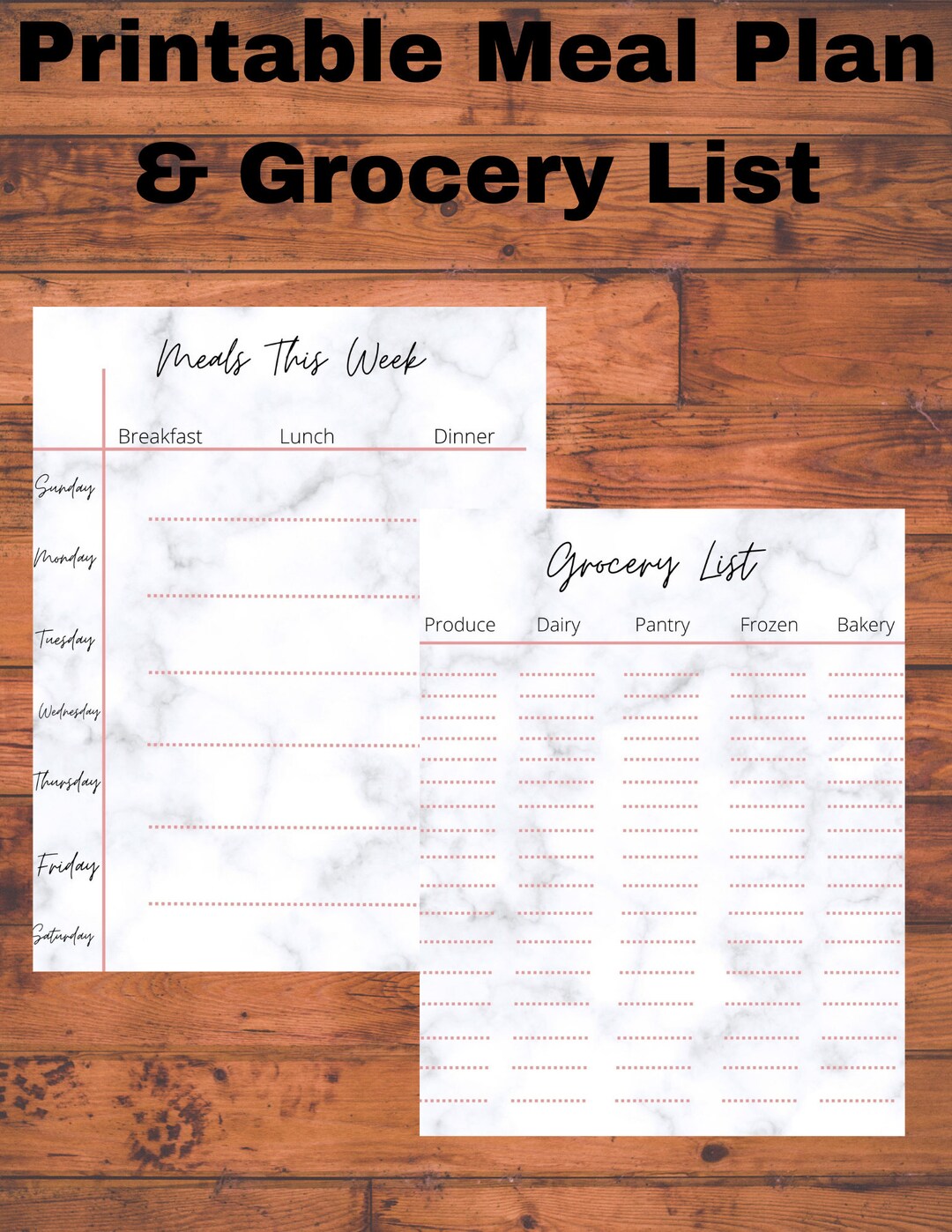 Meal Plan and Grocery List Printable - Etsy