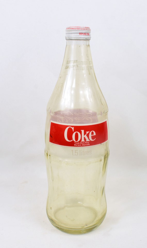 Large 1.5 Liter Canadian Glass Coca Cola Coke Bottle With Metal Cap 