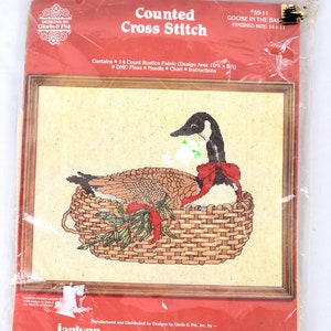 Janlynne Gloria & Pat Goose In The Basket Cross Stitch Kit 59-11