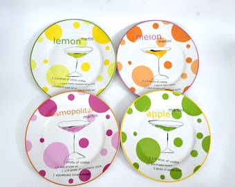 Set of 4 Rosanna Flavored Martinis Recipe Salad or Desert Plates