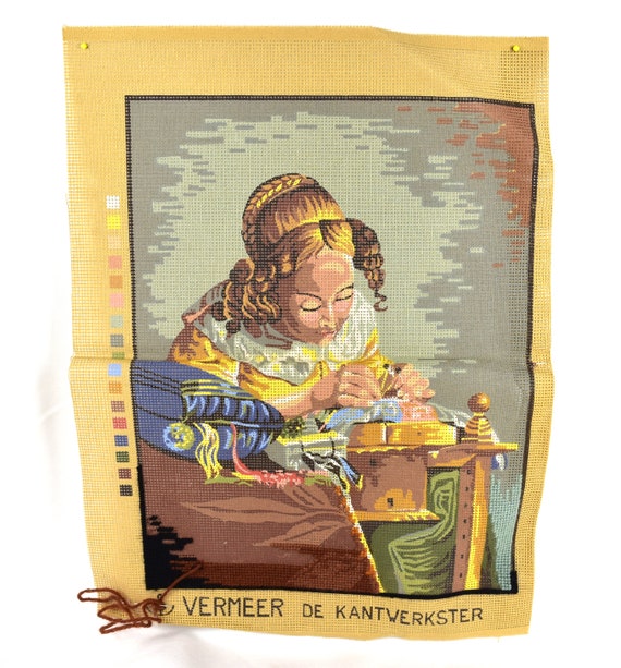 Vermeer The Lace Maker De Kantwerkster Unfinished Needlepoint - Etsy  Nederland