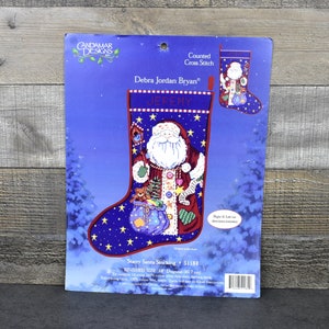 Candamar Starry Santa Stocking Counted Cross Stitch Kit 51184 Open READ