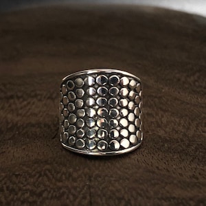 Beaded Bali Wide Band Ring // 925 Sterling Silver // Oxidized Bali Ring