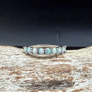 Eternity Opal Stack Ring // 925 Sterling Silver // Sizes 5 to 10