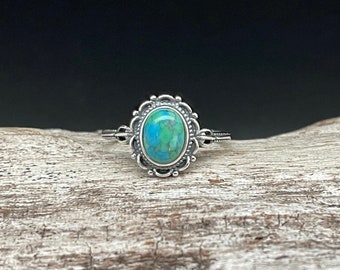 Oxidized Braid Turquoise Ring with Genuine Turquoise and 925 Sterling Silver // Sizes - 5 to 10 Available