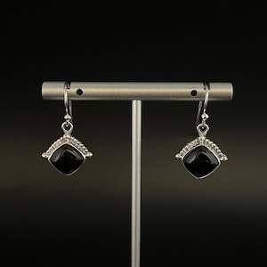 Silver Artisan Onyx Earrings // 925 Sterling Silver // Handmade // Sterling Silver Black Onyx Earrings