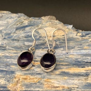 Amethyst Earrings // 925 Sterling Silver // Simple Oval Amethyst Earrings // Silver Amethyst Earrings