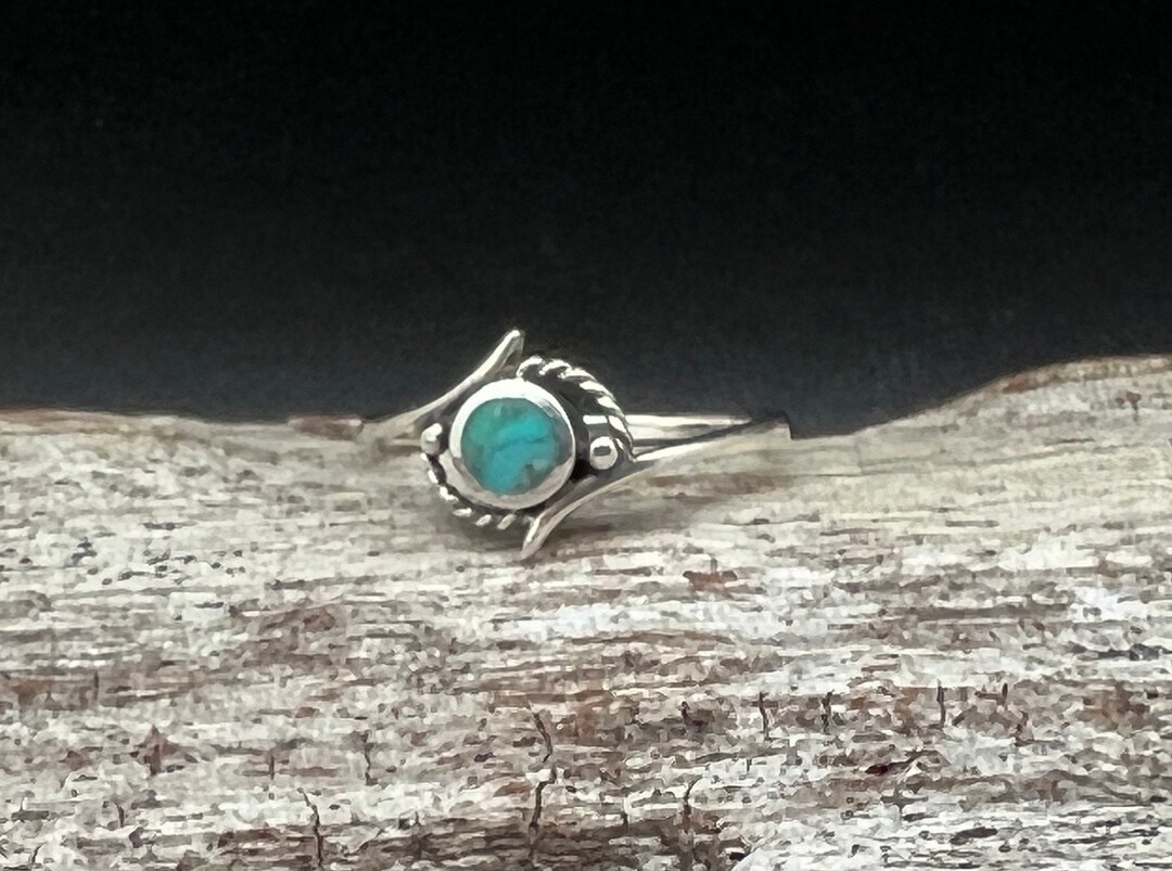 Vintage Rope Style Turquoise Ring in 925 Sterling Silver With Genuine ...