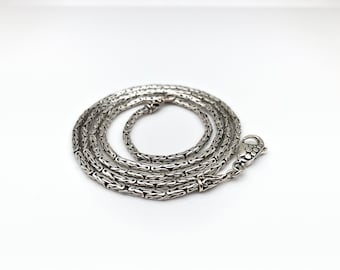 24-inch Bali-byzantijnse ketting // Bali-ketting 2 mm // 925 sterlingzilver // geoxideerd